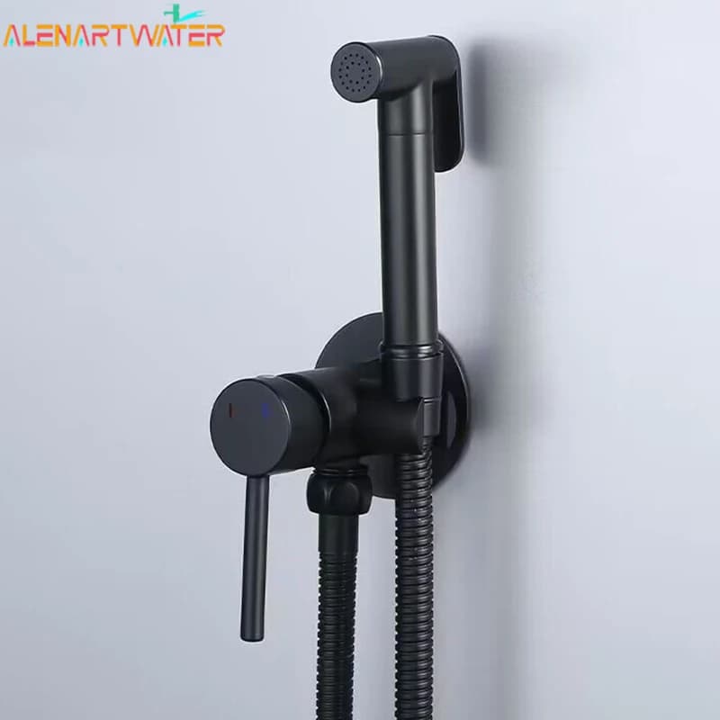 Portable Bidet Sprayer Set Black Bidet Faucet Stainless Steel Toilet Faucet Hot Cold Water Mixer Bathroom Shower Head
