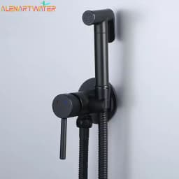 Portable Bidet Sprayer Set Black Bidet Faucet Stainless Steel Toilet Faucet Hot Cold Water Mixer Bathroom Shower Head