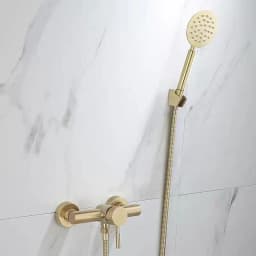 Bathroom Shower Faucet Set Brushed Gold 304 Stainless Steel Wall Mounted Shower Handheld Cold And Hot Water Mixer Taps