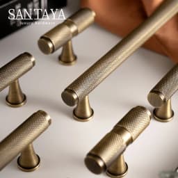 Santaya Solid Antique Brass Diamond-cut Cross Knurl Pattern Bronze Wardrobe Cabinet Handles T-bar Knobs Pitch 320mm Long Pull