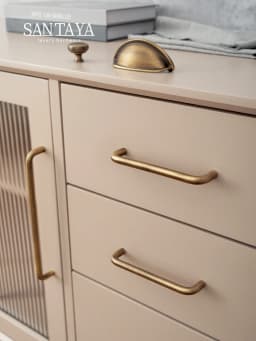 Santaya U-shaped Antique Brass Brushed Furniture Handle Solid Brass Shell Drawer Knob Modern Simple Kitchen Cabinet Long Pull