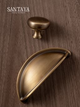 Santaya U-shaped Antique Brass Brushed Furniture Handle Solid Brass Shell Drawer Knob Modern Simple Kitchen Cabinet Long Pull