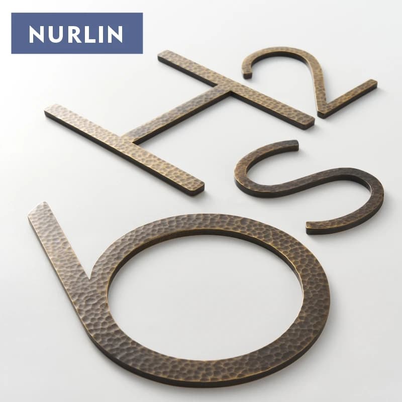 Nurlin Solid Brass Hammered Antique Brass 4-12 Inches 10-30cm Big Number Letter Door House Public Floating Signature