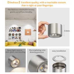 Bauhaus Ultra-Thin Surface-Mounted Downlight. Modern Minimalist Anti-Glare Ceiling Lamp / 30° Adjustable. Indoor Lighting 7W 10W