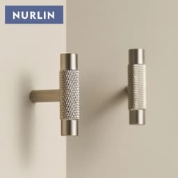 Nurlin Solid Brass Nickel Brushed Silver Knurled Classic Luxury kitchen Knobs Furniture Door Handle Available In Multiple Sizes