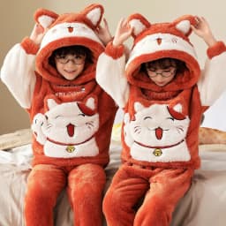Winter Children's Pajamas Kids Plush Thicken Pajama Set Sleepwear Nightwear Boys Girls Pyjamas Hooded Pijamas for 4 6 8 12 Years