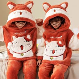 Winter Children's Pajamas Kids Plush Thicken Pajama Set Sleepwear Nightwear Boys Girls Pyjamas Hooded Pijamas for 4 6 8 12 Years