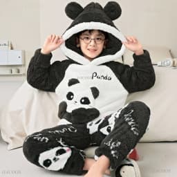 Winter Children's Pajamas Kids Plush Thicken Pajama Set Sleepwear Nightwear Boys Girls Pyjamas Hooded Pijamas for 4 6 8 12 Years