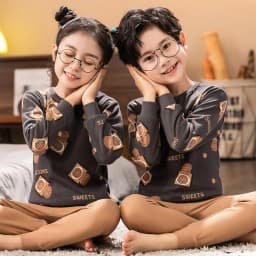 Winter Children's Pajamas Kids Plush Thicken Pajama Set Sleepwear Nightwear Boys Girls Pyjamas Hooded Pijamas for 4 6 8 12 Years