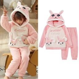 Winter Warm Teenage Pajamas Animal Cartoon Kids Pijamas Set Coral Fleece Plush Home Clothes Suit Hooded Flannel Boys Sleepwear