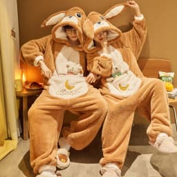 Unisex Men Women Animal Oneises Couple Pajamas One-piece Pyjamas Winter Coral Fleece Cartoon Homewear Large Size Hooded Jumpsuit