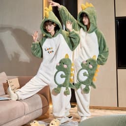 Unisex Men Women Animal Oneises Couple Pajamas One-piece Pyjamas Winter Coral Fleece Cartoon Homewear Large Size Hooded Jumpsuit
