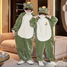 Unisex Men Women Animal Oneises Couple Pajamas One-piece Pyjamas Winter Coral Fleece Cartoon Homewear Large Size Hooded Jumpsuit