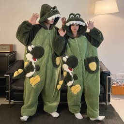 Unisex Men Women Animal Oneises Couple Pajamas One-piece Pyjamas Winter Coral Fleece Cartoon Homewear Large Size Hooded Jumpsuit