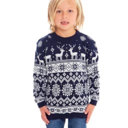 Lamuusaa Family Sweater Christmas Snowflake Print Warm Long Sleeve Round Neck Pullovers Knitted Tops Casual Parent Child Outfit