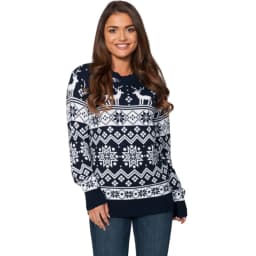 Lamuusaa Family Sweater Christmas Snowflake Print Warm Long Sleeve Round Neck Pullovers Knitted Tops Casual Parent Child Outfit