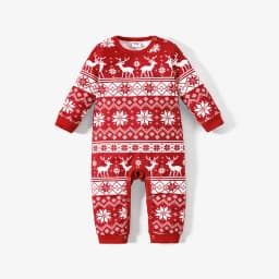 PatPat Christmas Family Matching Holiday Theme Moose Snowflake Print Long Sleeve Tops