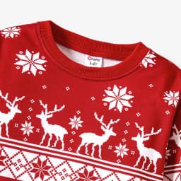PatPat Christmas Family Matching Holiday Theme Moose Snowflake Print Long Sleeve Tops