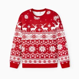 PatPat Christmas Family Matching Holiday Theme Moose Snowflake Print Long Sleeve Tops