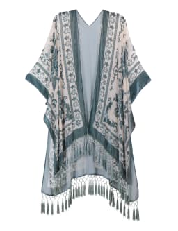 MJSERECA Bohemian Fashion women burnt plush kimono long cardigan with tassel beach cover-up luxury Holiday Casual Cardigan Shawl