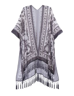 MJSERECA Bohemian Fashion women burnt plush kimono long cardigan with tassel beach cover-up luxury Holiday Casual Cardigan Shawl
