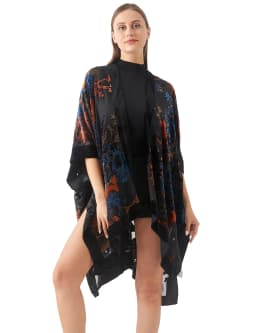 MJSERECA Bohemian Fashion women burnt plush kimono long cardigan with tassel beach cover-up luxury Holiday Casual Cardigan Shawl
