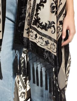 MJSERECA Bohemian Fashion women burnt plush kimono long cardigan with tassel beach cover-up luxury Holiday Casual Cardigan Shawl