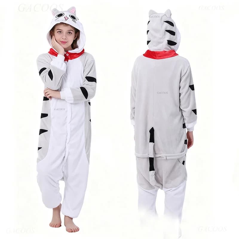 Kids Cat Onesie Unicorn Cosplay Animal One Piece Zipper Pajamas Child Halloween Pijamas Boys Girls Kigurumi Anime Hooded Outfits