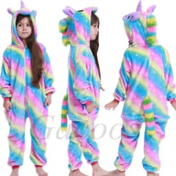Kids Cat Onesie Unicorn Cosplay Animal One Piece Zipper Pajamas Child Halloween Pijamas Boys Girls Kigurumi Anime Hooded Outfits