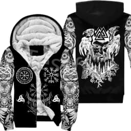 NewFashion Tessffel 3DPrint Odin God Fenrir Wolf Tattoo Harajuku Winter Thick Warm Fleece Hoodies Casual Coat Zipper Jacket X3