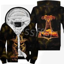 NewFashion Tessffel 3DPrint Odin God Fenrir Wolf Tattoo Harajuku Winter Thick Warm Fleece Hoodies Casual Coat Zipper Jacket X3