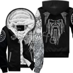 NewFashion Tessffel 3DPrint Odin God Fenrir Wolf Tattoo Harajuku Winter Thick Warm Fleece Hoodies Casual Coat Zipper Jacket X3