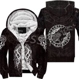 NewFashion Tessffel 3DPrint Odin God Fenrir Wolf Tattoo Harajuku Winter Thick Warm Fleece Hoodies Casual Coat Zipper Jacket X3