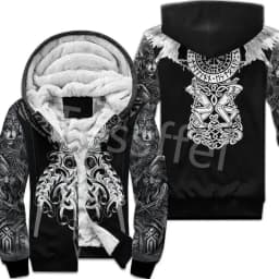 NewFashion Tessffel 3DPrint Odin God Fenrir Wolf Tattoo Harajuku Winter Thick Warm Fleece Hoodies Casual Coat Zipper Jacket X3