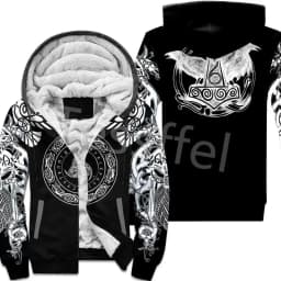 NewFashion Tessffel 3DPrint Odin God Fenrir Wolf Tattoo Harajuku Winter Thick Warm Fleece Hoodies Casual Coat Zipper Jacket X3