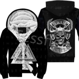 NewFashion Tessffel 3DPrint Odin God Fenrir Wolf Tattoo Harajuku Winter Thick Warm Fleece Hoodies Casual Coat Zipper Jacket X3