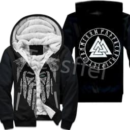 NewFashion Tessffel 3DPrint Odin God Fenrir Wolf Tattoo Harajuku Winter Thick Warm Fleece Hoodies Casual Coat Zipper Jacket X3