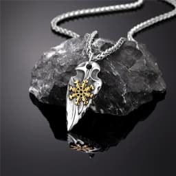 Never Fade Norse Compass Gold Color Necklace Men Vikings Runes Stainless Steel Trident Vegvisir Amulet Pendant Icelandic Jewelry
