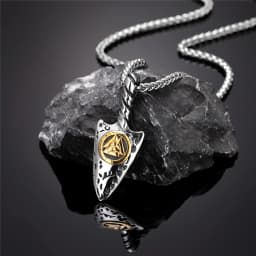 Never Fade Norse Compass Gold Color Necklace Men Vikings Runes Stainless Steel Trident Vegvisir Amulet Pendant Icelandic Jewelry