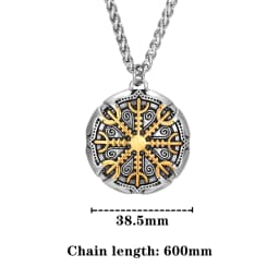 Never Fade Norse Compass Gold Color Necklace Men Vikings Runes Stainless Steel Trident Vegvisir Amulet Pendant Icelandic Jewelry