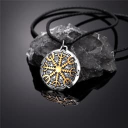 Never Fade Norse Compass Gold Color Necklace Men Vikings Runes Stainless Steel Trident Vegvisir Amulet Pendant Icelandic Jewelry