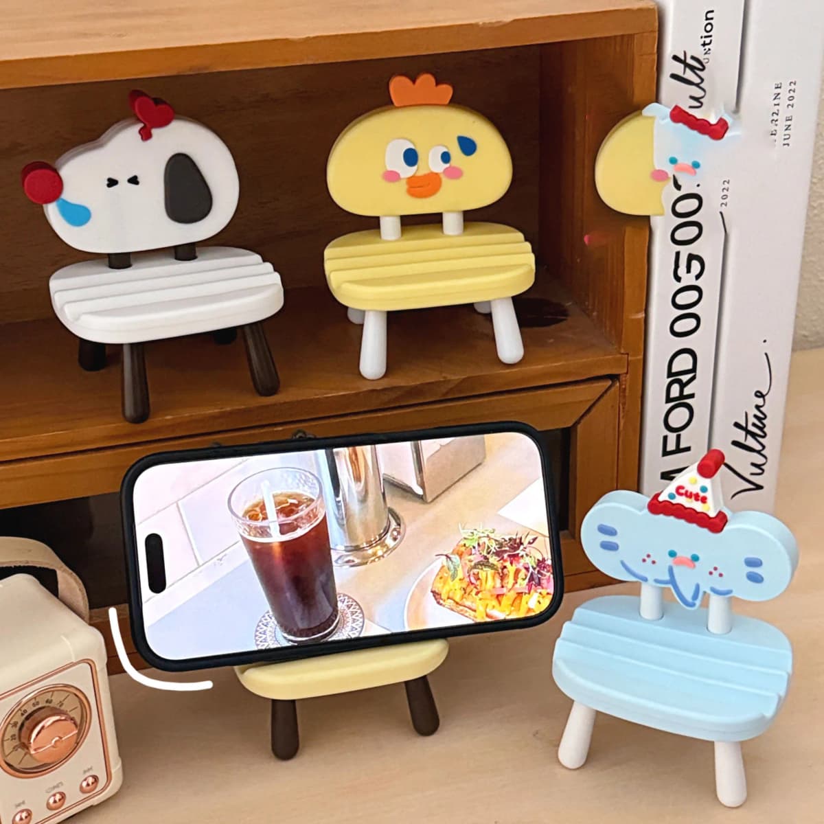 1/6 Pcs Love Cute Pet Chair Styling Phone Stand Lazy Desktop Chasing Drama Dormitory Ornament Small Support Stand