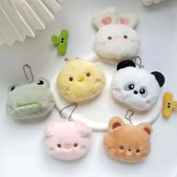 Cartoon Soft Animal Keychain Cute Plush Bear Keyring For Women Rabbit Frog Doll Keychain Backpack Pendant Ornaments Girls Gift