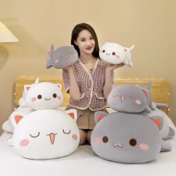 Mitao Cat Kawaii Plush Toys Cute Animal Soft Stuffed Pillow Couple Peach Cat Plushie Doll Cartoon Decorate Kids Birthday Gifts