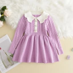 Bear Leader Autumn Winter Girls Sweater Long Sleeve Dress Vest Stripe Party Girl Baby Retro Knitted Wool Dress Casual Vestidos
