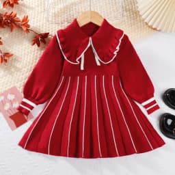 Bear Leader Autumn Winter Girls Sweater Long Sleeve Dress Vest Stripe Party Girl Baby Retro Knitted Wool Dress Casual Vestidos