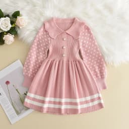 Bear Leader Autumn Winter Girls Sweater Long Sleeve Dress Vest Stripe Party Girl Baby Retro Knitted Wool Dress Casual Vestidos