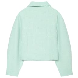 HXAO Cropped Tweed Jacket Women's Jacket Demi-Season 2026 Zip-Up Long Sleeve Top Mint Green Textured Outerwear Streetwear Coats