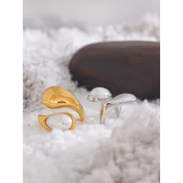 Yhpup Fashion Imitation Pearl Water Drop Finger Ring Women 316L Stainless Steel Elegant Gold Platinum Plated Jewelry