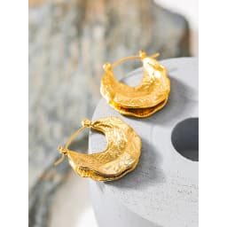 Yhpup New Stainless Steel 18K Gold Color Geometric Unusual Huggie Earrings Statement Stereoscopic Waterproof Stylish Jewelry